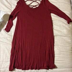 Maroon, quarter sleeve dress, medium